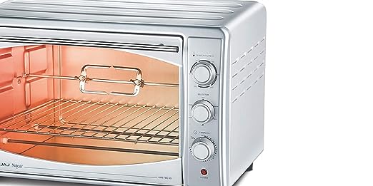 Bajaj Majesty 4500 TMCSS 45 Litre Oven Toaster Grill (45 Litres OTG) with Motorised Rotisserie & Convection Fan, Stainless Steel Body & Transparent Glass Door, 2 Year Warranty, Silver Bajaj Majesty 4500 TMCSS 45 Litre Oven Toaster Grill (45 Litres OTG) with Motorised Rotisserie & Convection Fan, Stainless Steel Body & Transparent Glass Door, 2 Year Warranty, Silver